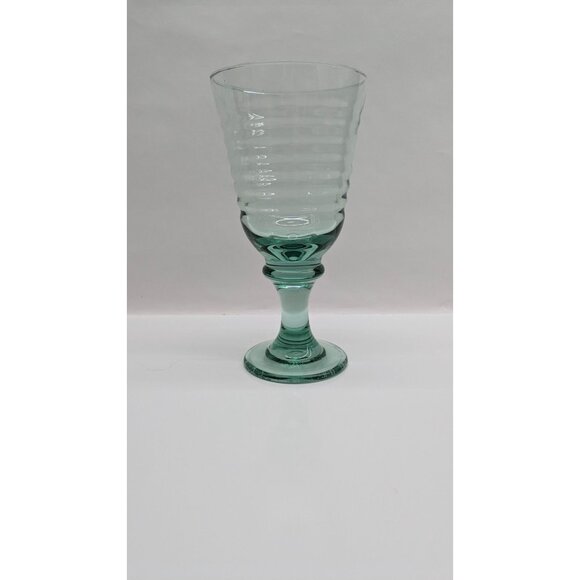 LIBBEY Vintage 90s Sirrus Spanish Green Glass Water Ice Tea Goblet 7.5" Ribbed - Picture 9 of 10